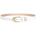 TRIWORKS Women Leather Belt for Jeans Pants Fashion Ladies Skinny Faux Leather Dress belt with Gold Buckle