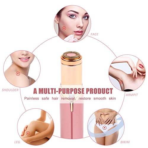 Facial Hair Removal for Women, Elenest Painless Facial Epilator with LED Light USB Charging Cable for Face Lip Chin and Cheek Hair (Rose Gold) - Thumbnail 4