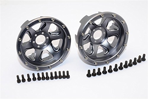 Axial Yeti Upgrade Parts Aluminium Front / Rear 2.2 Wheels Beadlock (6 Poles Swirl) - 1Pr Set Gray Silver