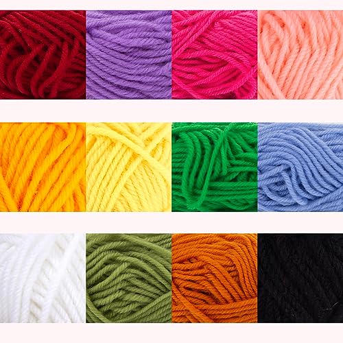 VGOODALL 20PCS Pom Pom Maker Kit, Pom Pom Makers with Colorful Yarn Skeins Knitting Puff Ball Maker Set for Kids Adults Beginners DIY Decoration