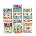 R Molshine Set of 22 Decorative Japanese Washi Masking Adhesive Tape – Seasons Flowers Series - Collection, (15mm x 7m, 0.59 inch x 7.6 yards) for DIY