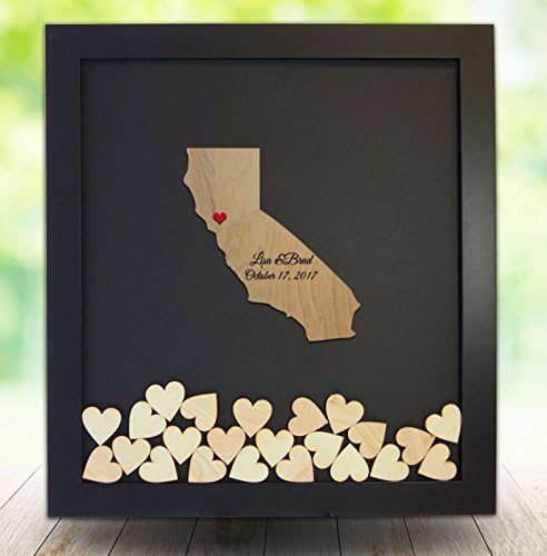 California Drop Box Guest Book Frame - Wedding Guest Book Frame - California state shaped drop heart