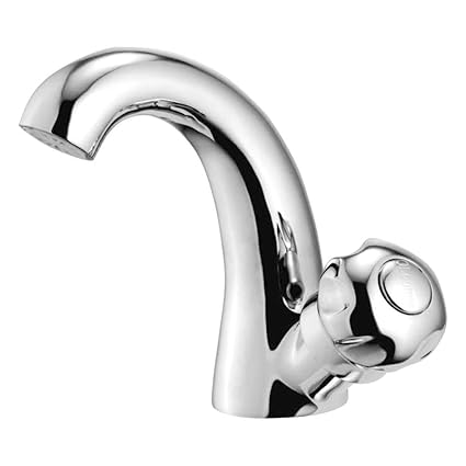 Oleanna Moon Brass Swan Neck Pillar Tap for Sink and Basin Kitchen and Bathroom (Rising Fitting | Quarter Turn | Form Flow) Chrome