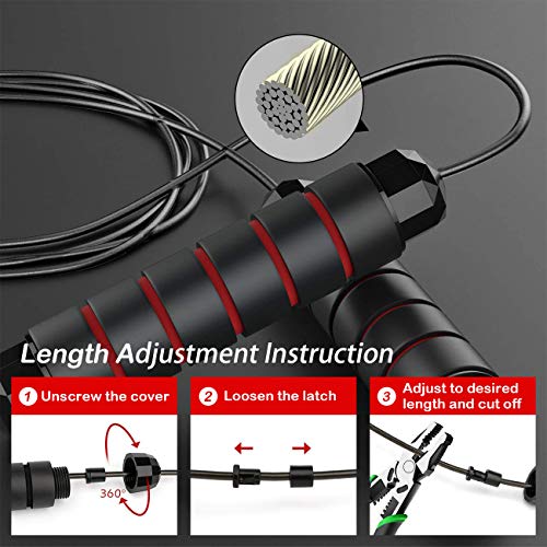 FADACHY-Jump-Rope-Tangle-Free-Skipping-Rope-with-Ball-Bearings-Rapid-Speed-Jump-Ropes-Cable-Workout-Jumping-Rope-with-Memory-Foam-Handles-Ideal-for-Endurance-Training-Home-Exercise-and-Fitness-2-Pack