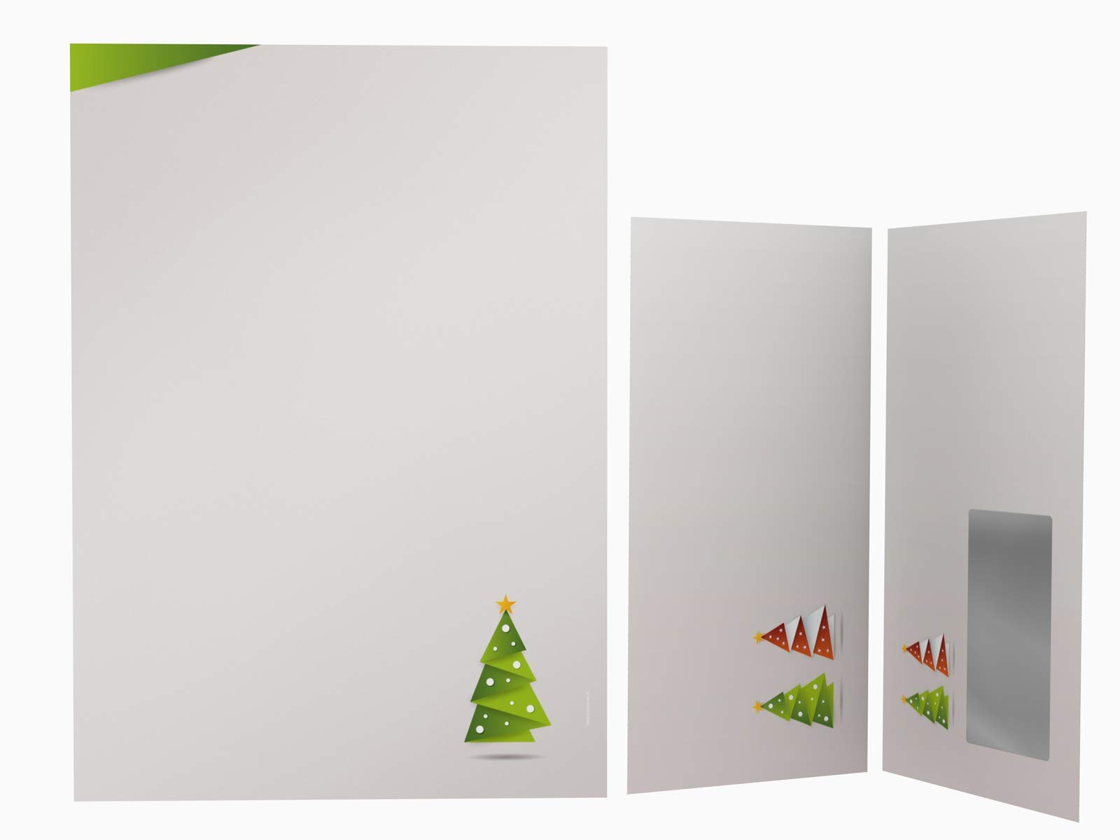 Christmas Letter Paper Set Christmas Origami Green 50 Sheets Christmas Design Paper A4 50 Envelopes with Window Left in DIN Long Format