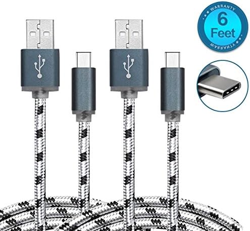 Flebi 6 Feet / 2 Meter USB Type C Nylon Braided Cable for Apple New Macbook, ChromeBook Pixel and More ( 2 Pack )