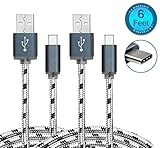Flebi 6 Feet / 2 Meter USB Type C Nylon Braided Cable for Apple New Macbook, ChromeBook Pixel and More ( 2 Pack )