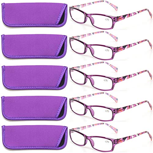 image for Kerecsen Reading Glasses 5 Pairs Fashion Ladies Readers Spring Hinge w