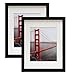 Frametory, 11x14 Picture Frame - Made to Display Pictures 8x10 with Mat or 11x14 Without Mat - Wide Molding - Pre-Installed Wall Mounting Hardware (Black, 2 Pack)