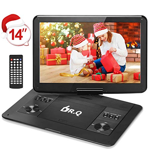 ã€Upgradedã€‘ DR.Q 14.1'' Portable DVD Player with 5 Hours Rechargeable Battery