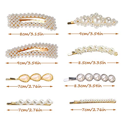 DC-BEAUTIFUL 12 Pcs Pearl Clips for Women Girl, Artificial Hair Pins Hair Barrettes Decorative Hairgrips for Party Work Wedding Daily Life (Mixed)