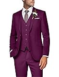 Mens Suit Slim Fit 3-Piece Set Men's Purple Party