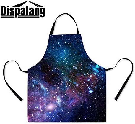 Dispalang Galaxy Design Kitchen Apron for Women Cool Long Apron Garden