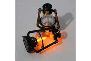 TYPOGROVE Miniature Antique Oil Lamp - 2.8-Inch Handcrafted Metal Retro Lantern for Dollhouse and Diorama Decor, Vintage Scene Model Accessories (7cm)
