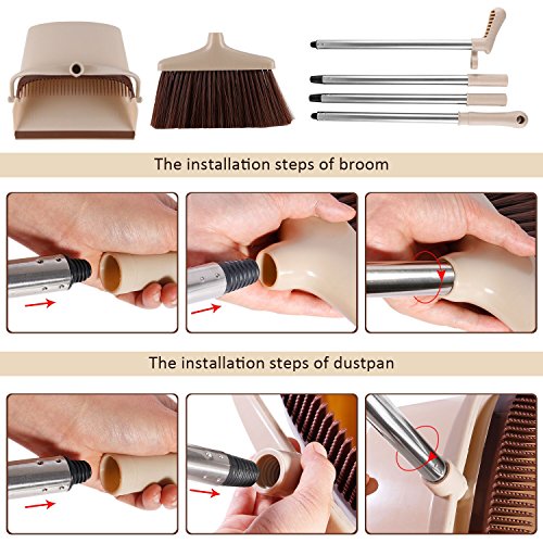 image for Gorich Windproof Broom and dustpan set upright with long handle Great 