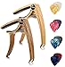 Finrezio 2 Pcs Classical Guitar Capos with 8 Pcs Guitar Picks for Acoustic Guitar (2 Pcs Wood Color)