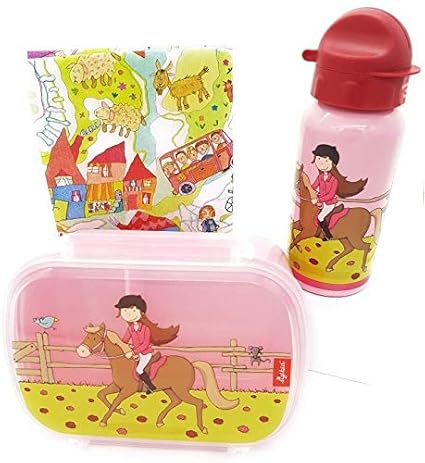 Sigikid Brotdose und Trinkflasche Pferd Pony Sue Geschenkset für Kindergartenkinder oder ABC Schützen I inkl.Geschenkverpacku