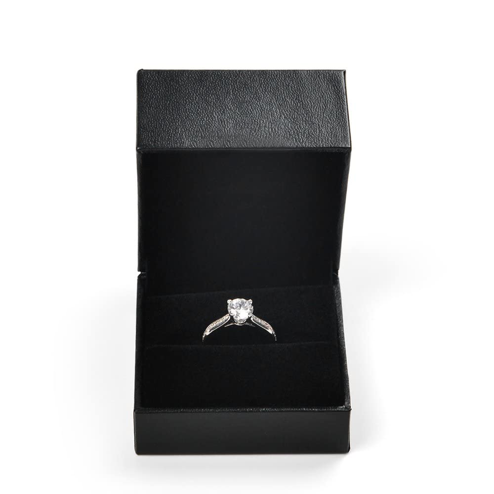 Oirlv Leather Ring Box for Engagement Black Ring Boxes for Wedding Engagement Anniversary Ring Gift Box Ring cases for Rings (Ring Box)