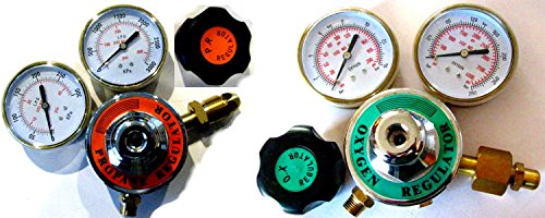 Devardi Glass Lampworking Oxygen/Propane Torch Regulator, Hose Kit, 2 Inch Gauges