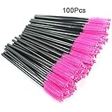 CleverLove 100Pcs Eyelash Mascara Disposable Brushes Wands Applicator Makeup Tool Kits Rose