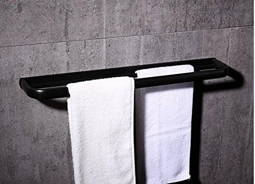 GGHYYO Towel shelf shower room kitchen Wall-Mounted Bar Towel Rail Shelf Double Pole Black