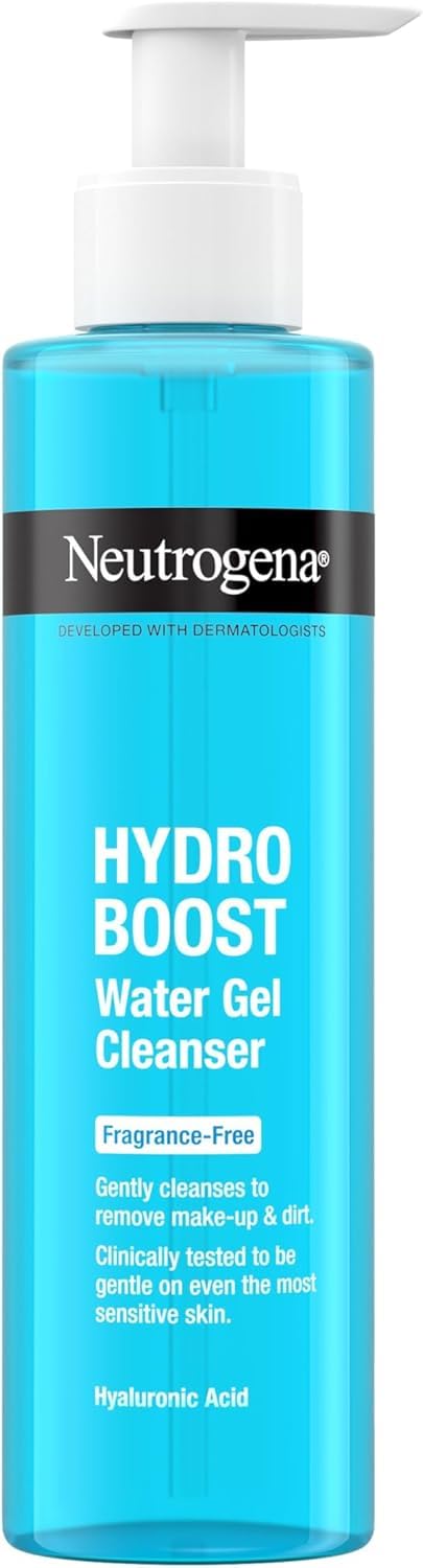 Neutrogena Hydro Boost Water Gel Face Cleanser (1 x 200ml), Fragrance-Free Facial Cleanser Preserves Skin Barrier and Boosts Hydration with Hyaluronic Acid, Suitable for Sensitive Skin