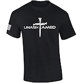 Mens Christian Shirt Nail Cross Unashamed Short Sleeve T-Shirt Graphic Tee