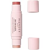 Wander Beauty On-the-Glow Blush and Illuminator - Sienna Sunset/Nude Glow - 7-in-1 Hydrating Cream Blush & Highlighting Stick - Stick Blush for Cheeks, Lip & Body - Highlighter Makeup & Blush - 0.4 oz