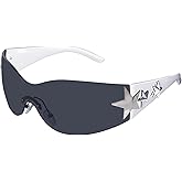 Nydotd Rimless Y2K Sunglasses Wrap Around Trendy Glasses for Women Men Frameless Sun Glasses 2000S Fashion Cool Shield Shades