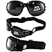 Birdz Eyewear Eagle Padded Motorcycle Safety Goggles 2 Pairs Black Frame w/Clear & Polarized Smoke Lenses, Day and Night Goggles