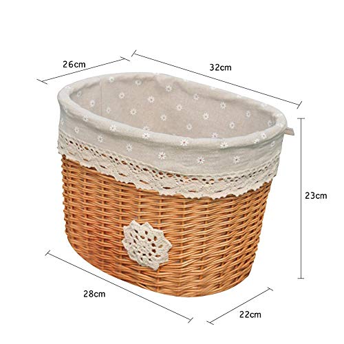 Idyllic Supply Bicycle Basket, Compact Vintage Wicker Bicycle Basket, Front Handlebar Bicycle Basket Electric Bicycle Basket