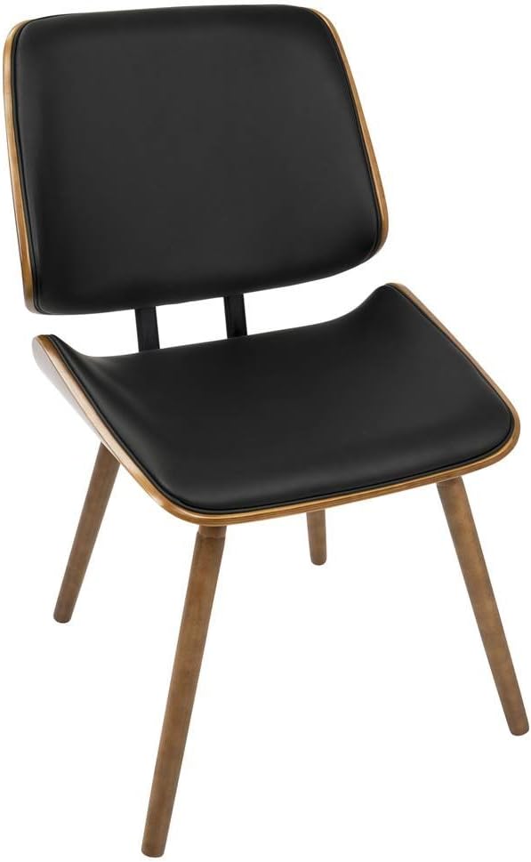 LumiSource Mid-Century Modern Dining Chair in Walnut and Black - Set of 2