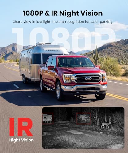 AUTO-VOX Wireless Backup Camera with Smart Detection, Solar Magnetic System: Easy 1-Min Install, 7.2" 1080P Monitor with Dual Split View, Long Range Stable Signal, IR Night Vision for Truck RV Trailer
