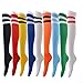 Luwint Striped Soccer Socks, Cushion Long Sports Socks Over-The-Calf Athletic Socks for Kids Youth Adults (M, Red)