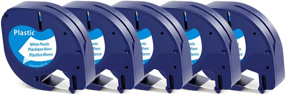 Hanseo Compatible Label Tape Replacement for DYMO LetraTag Plastic 91201 12mm x 4m Black on White use for DYMO LabelManager LT100H, LT100T, QX50, XR, XM, 2000