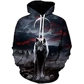 Dalicoter Men Women's 3D Print Wolf Graphic Hooded Sweatshirts Hoodies Novelty Pullover