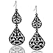 Zhenhui Luxury Elegant Vintage Style Jewelry Filigree Vine Double Drop Chandelier Earrings 5 Colors Fashion Accessories (Black)