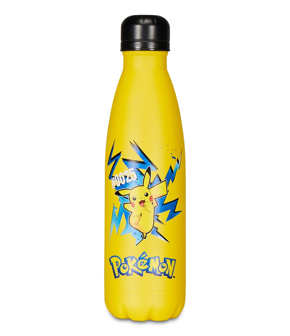 Pokemon Thermal Water Bottle for Children with Straw 460 ml No BPA – Kindergarten, Elementary School – Stainless Steel, Temperature Maintenance up to 24 Hours
