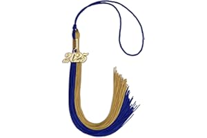 Endea Graduation Double Color Tassel with Gold Date Drop (Royal Blue/Antique Gold, 2025)