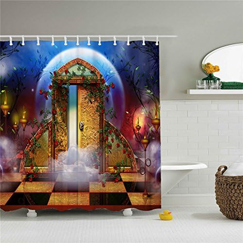 Wonderland Floral Door Shower Curtain Set Waterproof 69"x84"