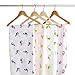 Swaddle Blanket (Premium Bamboo Muslin) 4 Pack + Bonuses: Stroller Clips & Baby Sleeping Guide By BabyVoice (White)