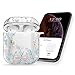 Queenxbar Airpods Case Cover, Clear Hard PC Airpods Cover Sparkle Crystals with AirPods Strap/Ear Hook/Watch Band Holder/Heart-Shaped Carabiner for Airpods 1 & 2(Front LED Visible)