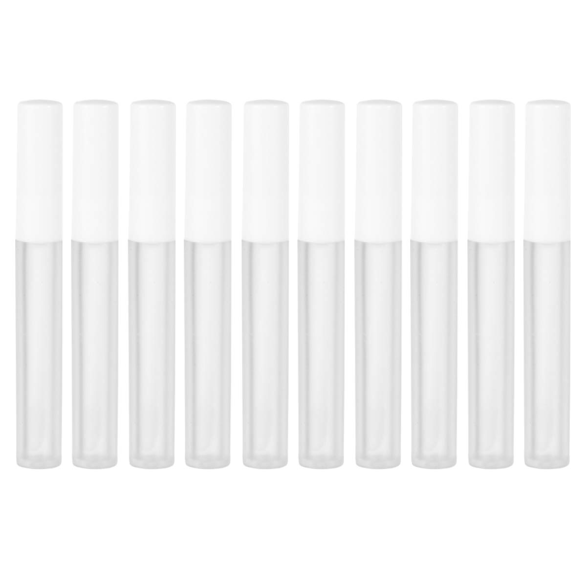 Beaupretty Empty Lip Gloss Tubes Containers,2.5ml Clear Refillable Lip Balm Bottles Plastic Lipstick Tube with Wand for Makeup Travel,10pcs(White,Dull Polish)