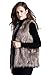 Escalier Women Faux Fur Vest Waistcoat Sleeveless Jacket, Khaki, 8/10