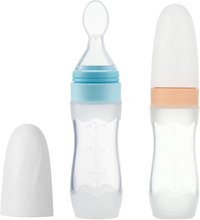 PandaEar 2 Pack Silicone Baby Food Dispensing Spoon 4 oz Blue