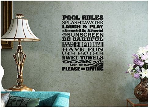 Pool Rules Splash In Water Laugh Play Cannonballs Sunscreen Be Careful Have Fun Be Safe Hang Up Wet Towels Soak Up The Sun Please No Diving Collage Board Wall Decal Sticker Art Mural Home Decor