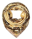 corciova Women's silk Like scarf for hair wrapping headwrap 35 x 35 inches Leopard Chain Gold