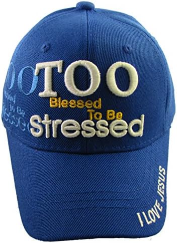 Youth Kid's Religious - I Love Jesus, Christian Baseball Cap Style Hat (Too Blessed - Royal Blue)