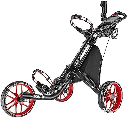 TUHFG Golf Push Cart Golf Cart, Lightweight Foldable Golf Trolley 3 Wheel Golf Push Cart with Drink Holder Seat, One Second to Open/Close Folding Cart, Collapsible Cart (Color : Red) TUHFG Golf Push Cart Golf Cart, Lightweight Foldable Golf Trolley 3 Wheel Golf Push Cart with Drink Holder Seat, One Second to Open/Close Folding Cart, Collapsible Cart (Color : Red)