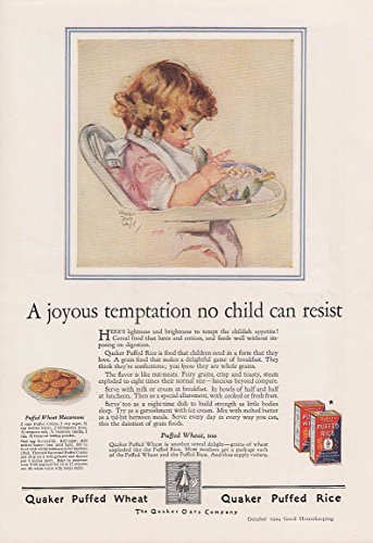 Joyous temptation no child can resist Quaker Cereal ad 1924 Maud Tousey Fangel